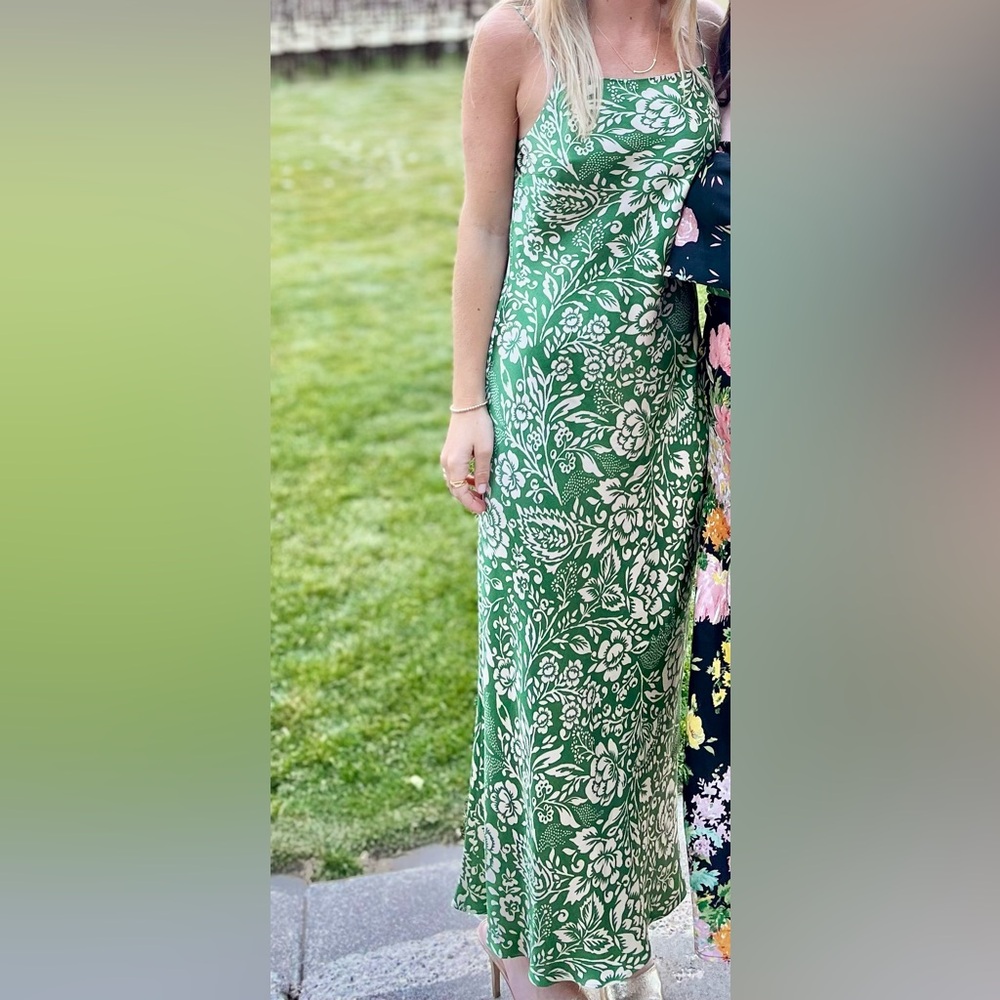 Zara Green Sleeveless Spaghetti Strap Maxi Dress